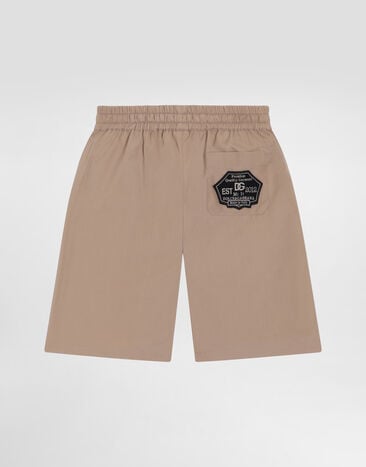 Dolce & Gabbana Poplin bermuda shorts with DG patch Beige L43Q54G7P0L