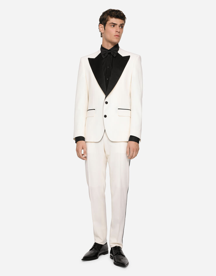 Dolce & Gabbana Stretch wool tuxedo pants White GYA5MTFUBE7