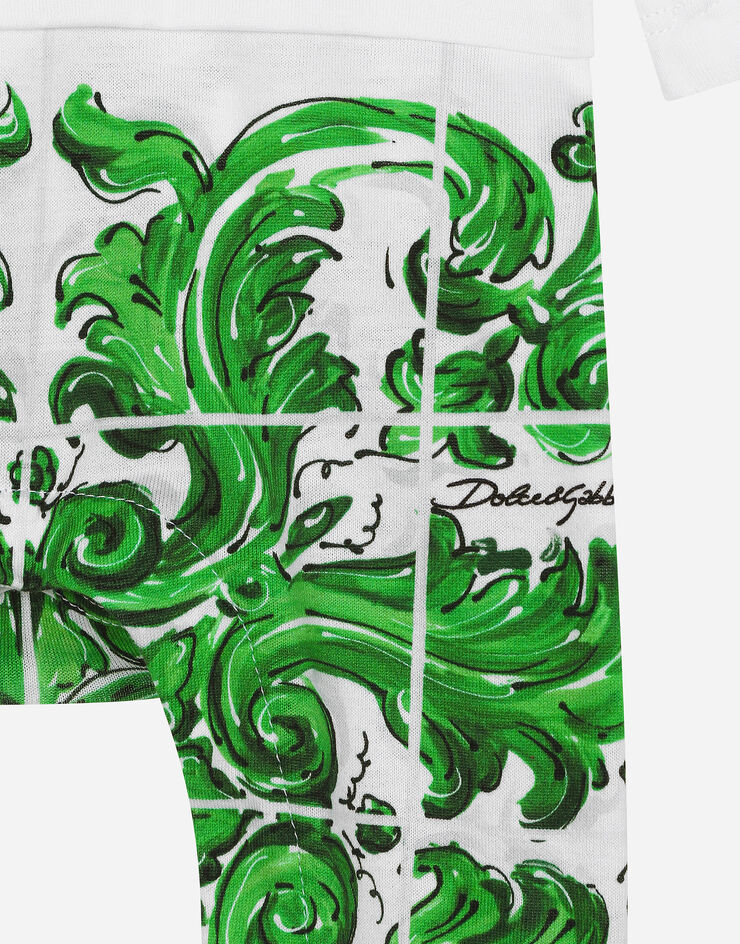 Dolce & Gabbana Set de regalo de 3 piezas de punto con estampado Maiolica verde Imprima L1JO6HG7NVE
