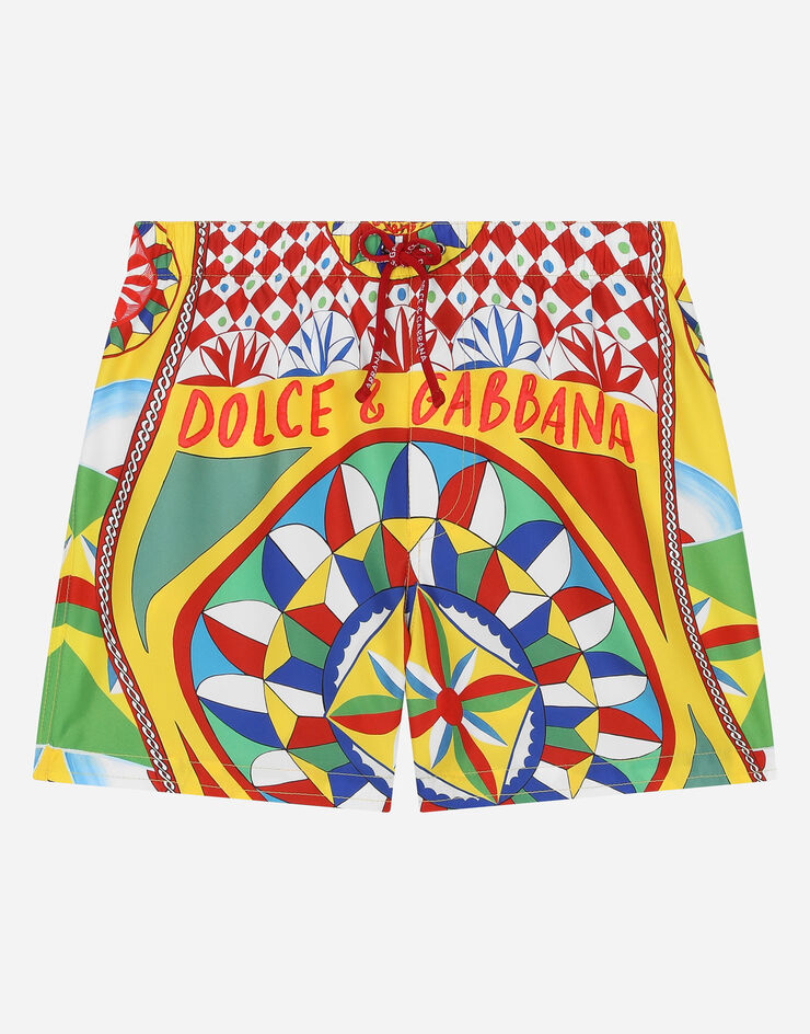 DolceGabbanaSpa Nylon swim trunks with Carretto print Red L4J842G7J3L