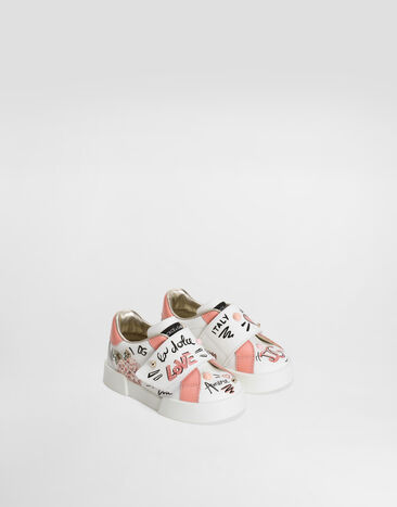 Dolce & Gabbana Calfskin sneakers with rhinestones Multicolor DN0143AZ260