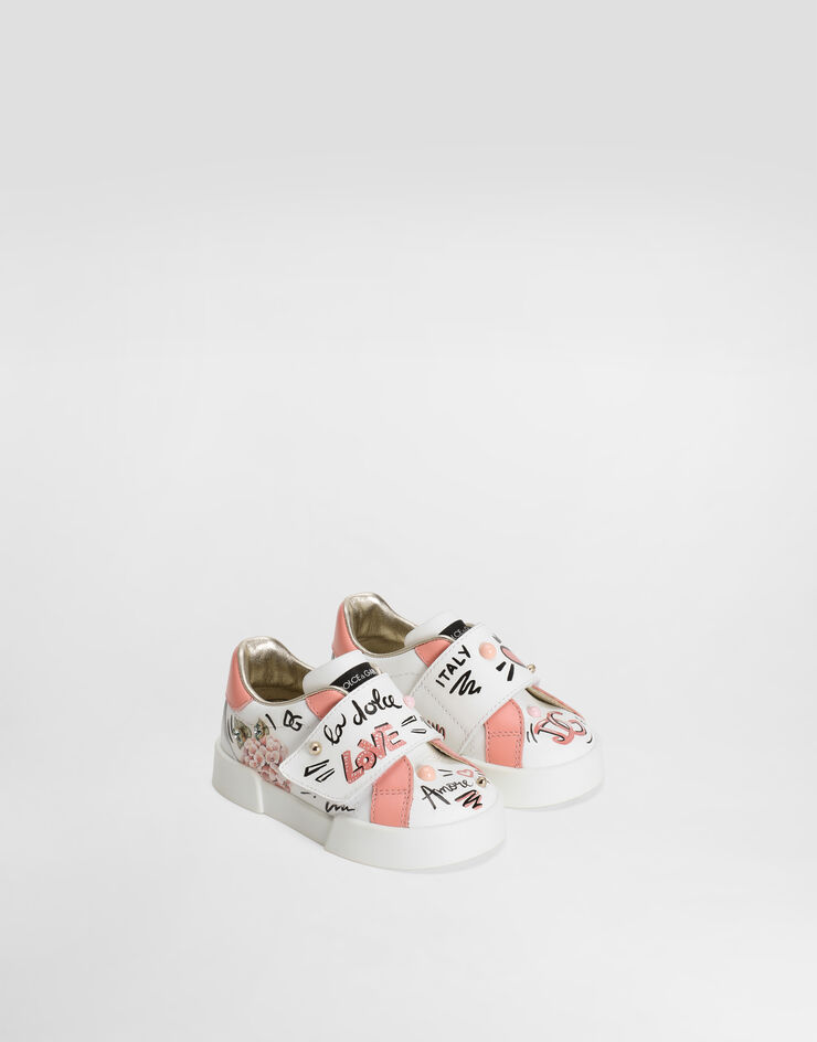 Dolce & Gabbana Calfskin sneakers with rhinestones Multicolor DN0143AZ260