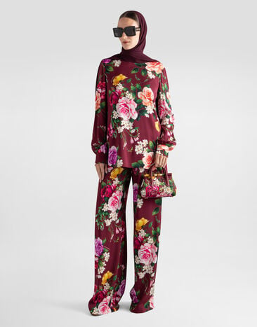 Dolce & Gabbana Rose-print charmeuse top Multicolor I7S39WFSA77