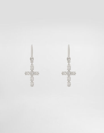 Dolce & Gabbana Серьги-креолы с крестом из кристаллов кристалл WEQ2D6W1111