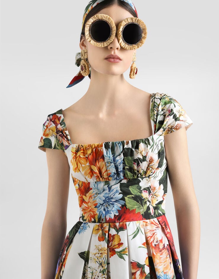 Dolce & Gabbana フラワーブーケプリント ポプリン ドレス プリ F6TVKTHS5TR
