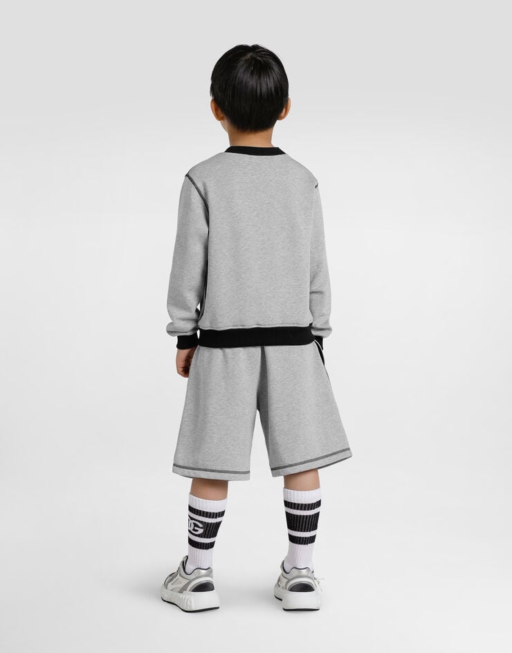 Dolce & Gabbana Crew neck sweatshirt with Dolce&Gabbana embroidery Grey L4JWKDG7PBO