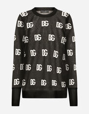 Dolce & Gabbana Sheer sweater with all-over DG logo Green FXX12ZJBSHX