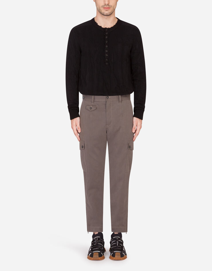 Dolce&Gabbana Grandad neck top in virgin wool Black GXC60TJAM8M