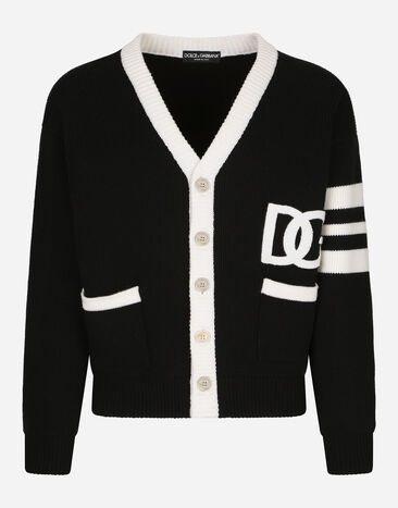 Dolce & Gabbana DG 徽标英式罗纹羊毛开衫 黑 CS2079AO666
