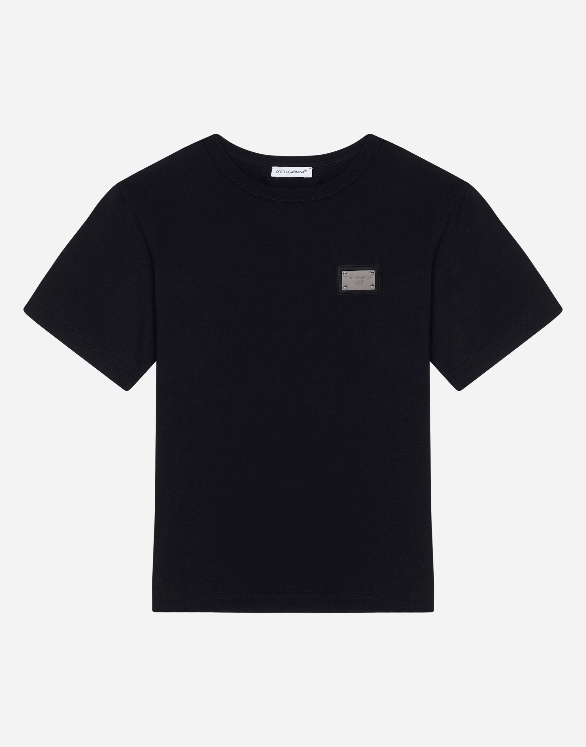 Jersey T shirt with logo tag in Blue for Boys Dolce Gabbana