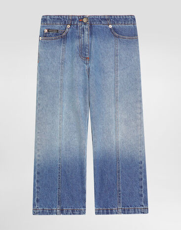 Dolce & Gabbana 5-Pocket-Hose aus Denim mit Logoplakette Mehrfarbig L52F93LDD32