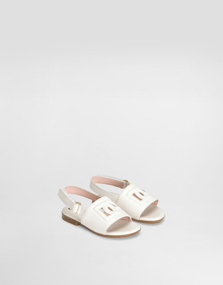 Dolce & Gabbana DG 挖剪徽标小牛皮凉鞋 白 D20100A1223