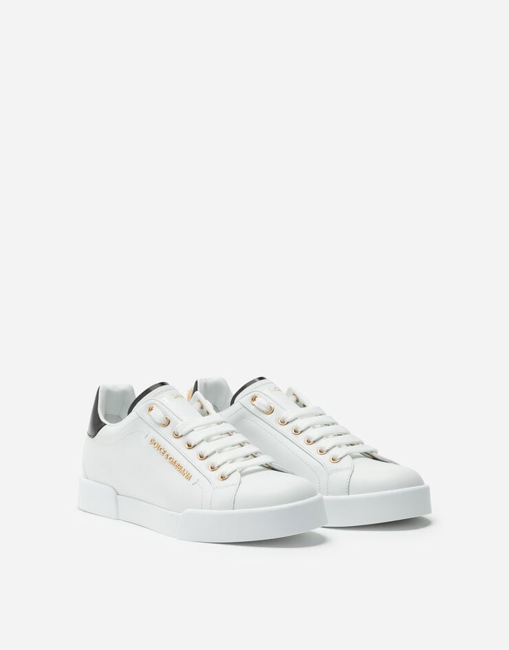Calfskin nappa Portofino sneakers with lettering in White for | Dolce ...