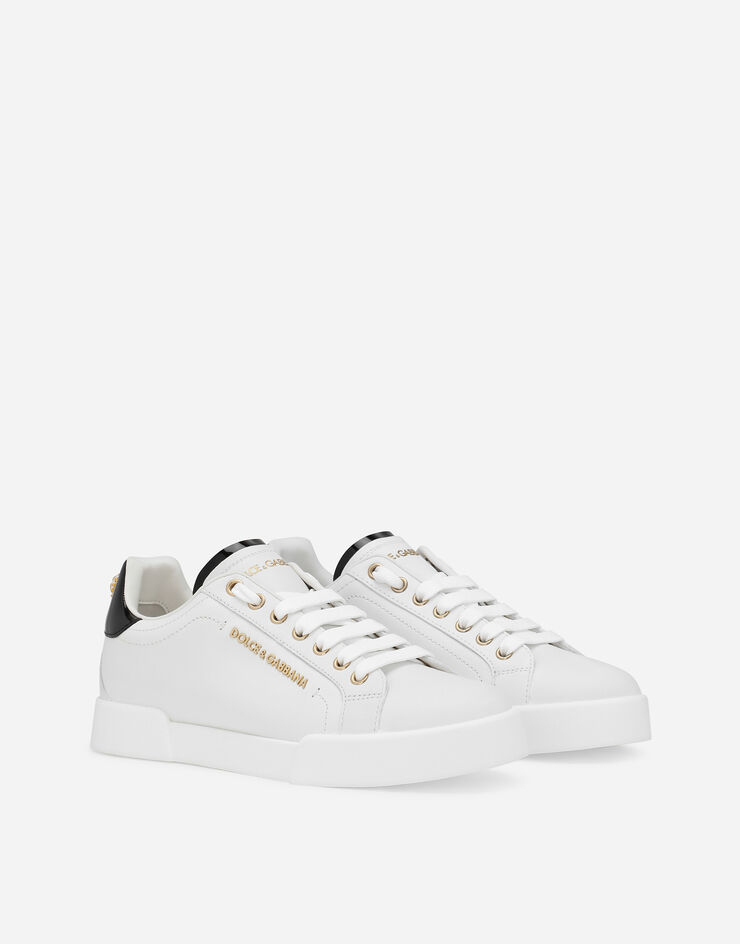 Calfskin nappa Portofino sneakers with lettering in White for | Dolce ...