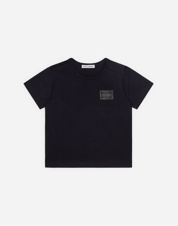 Dolce & Gabbana Jersey t-shirt with logo tag Blue L1JT7TG7OLK