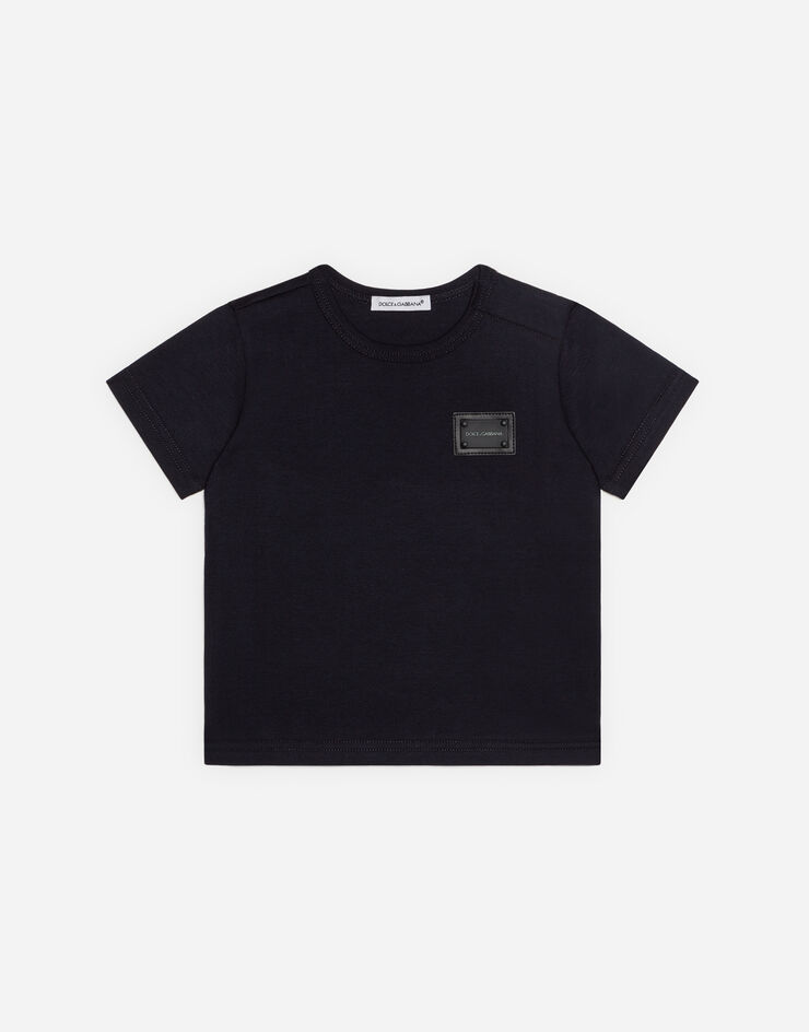Dolce & Gabbana Jersey t-shirt with logo tag Blue L1JT7TG7OLK