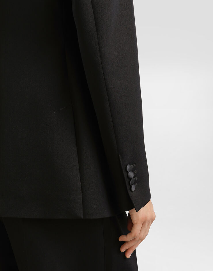 Dolce & Gabbana Zweireihige Jacke aus Wollgabardine Black G2VS9ZFU21E