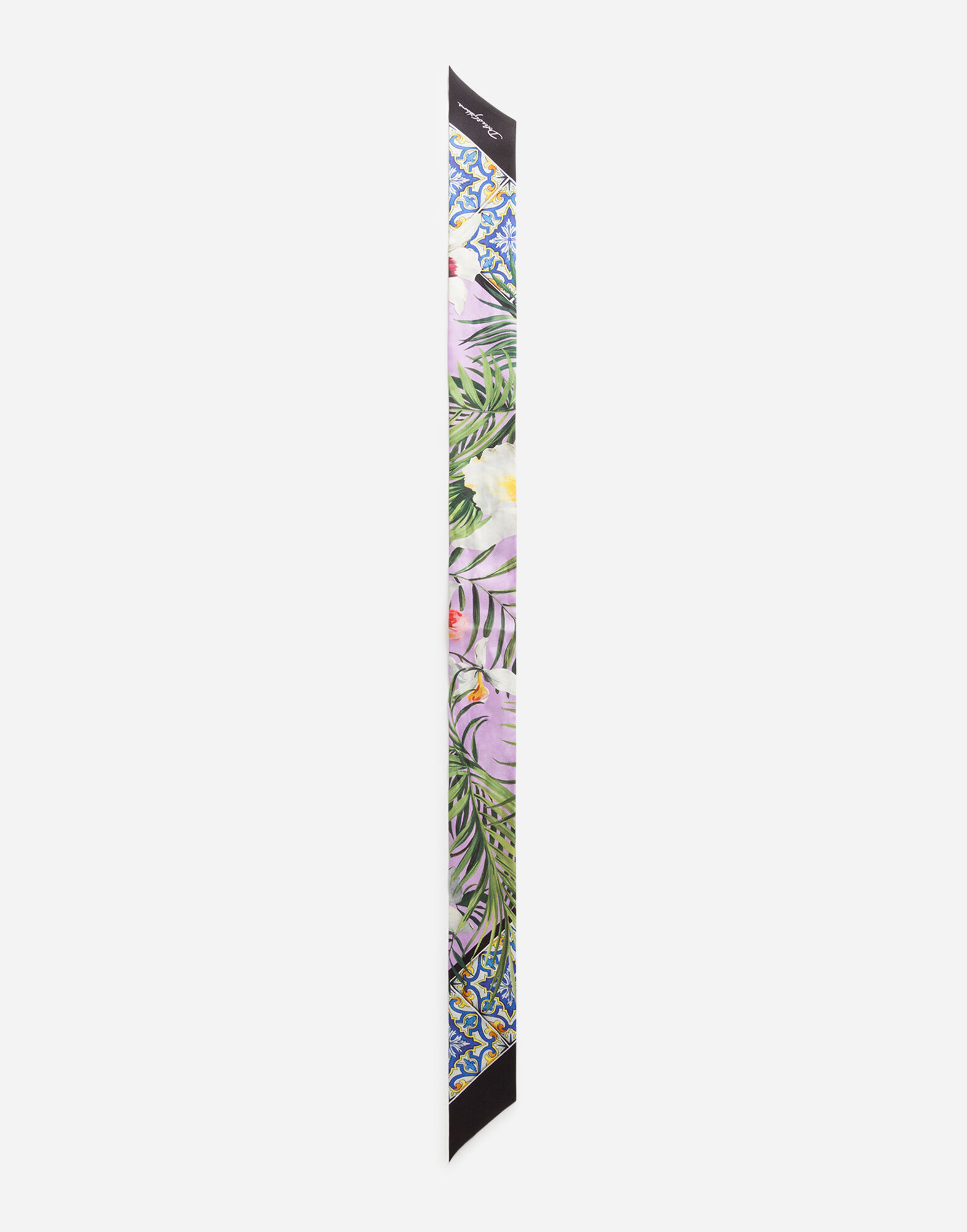 【関税&送料込】Dolce & Gabbana Twill Bandeau TWILL BANDEAU WITH MAIOLICA AND ORCHID PRINT