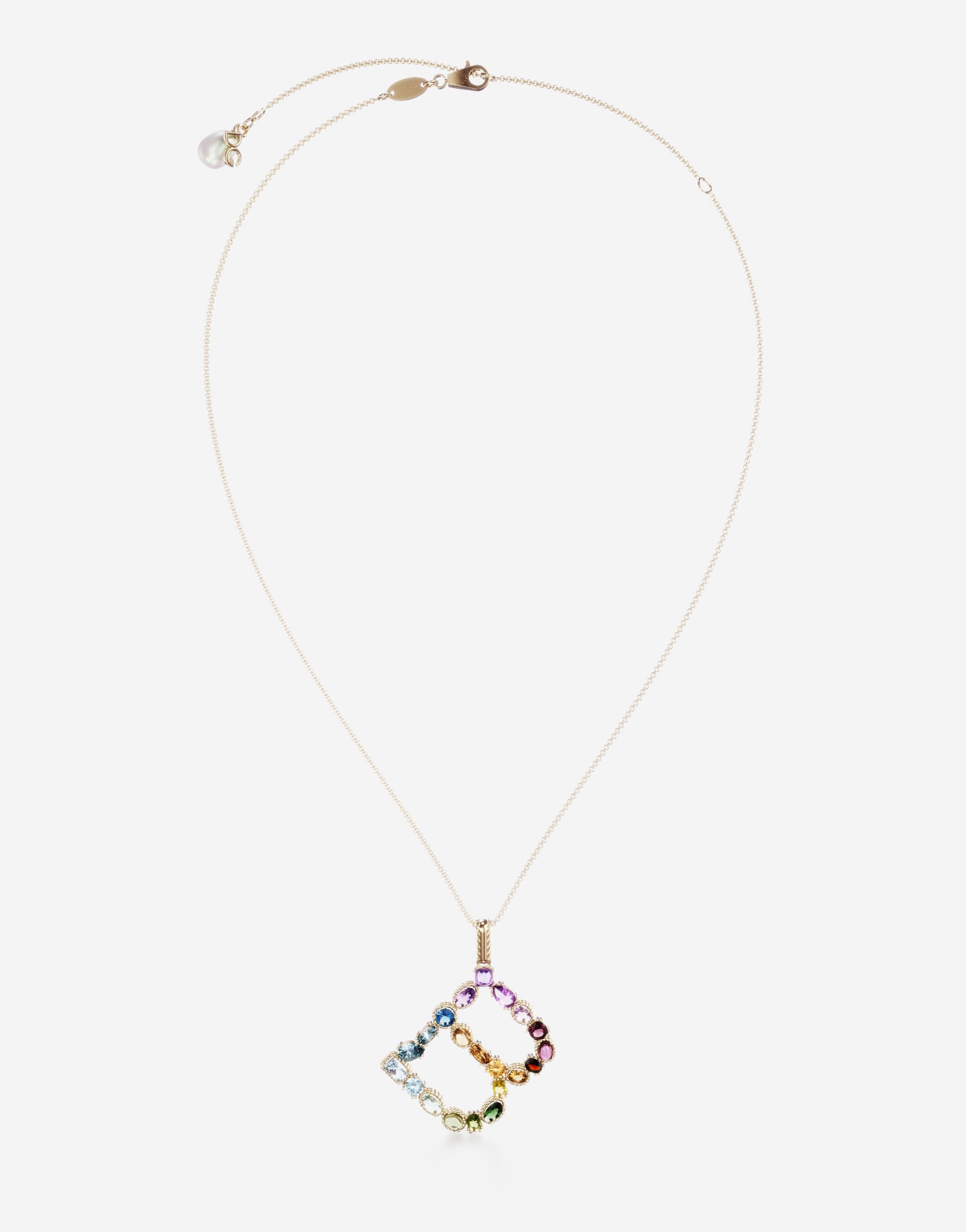 Dolce & Gabbana Rainbow alphabet B pendant in yellow gold with multicolor fine gems Gold WFHK2GWSAPB