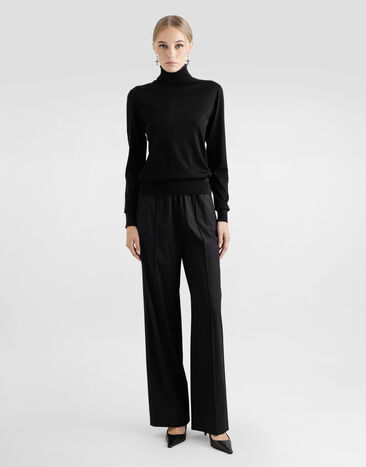 Dolce & Gabbana Wool turtle-neck sweater with DG logo embroidery Black FXW13ZJCVXF