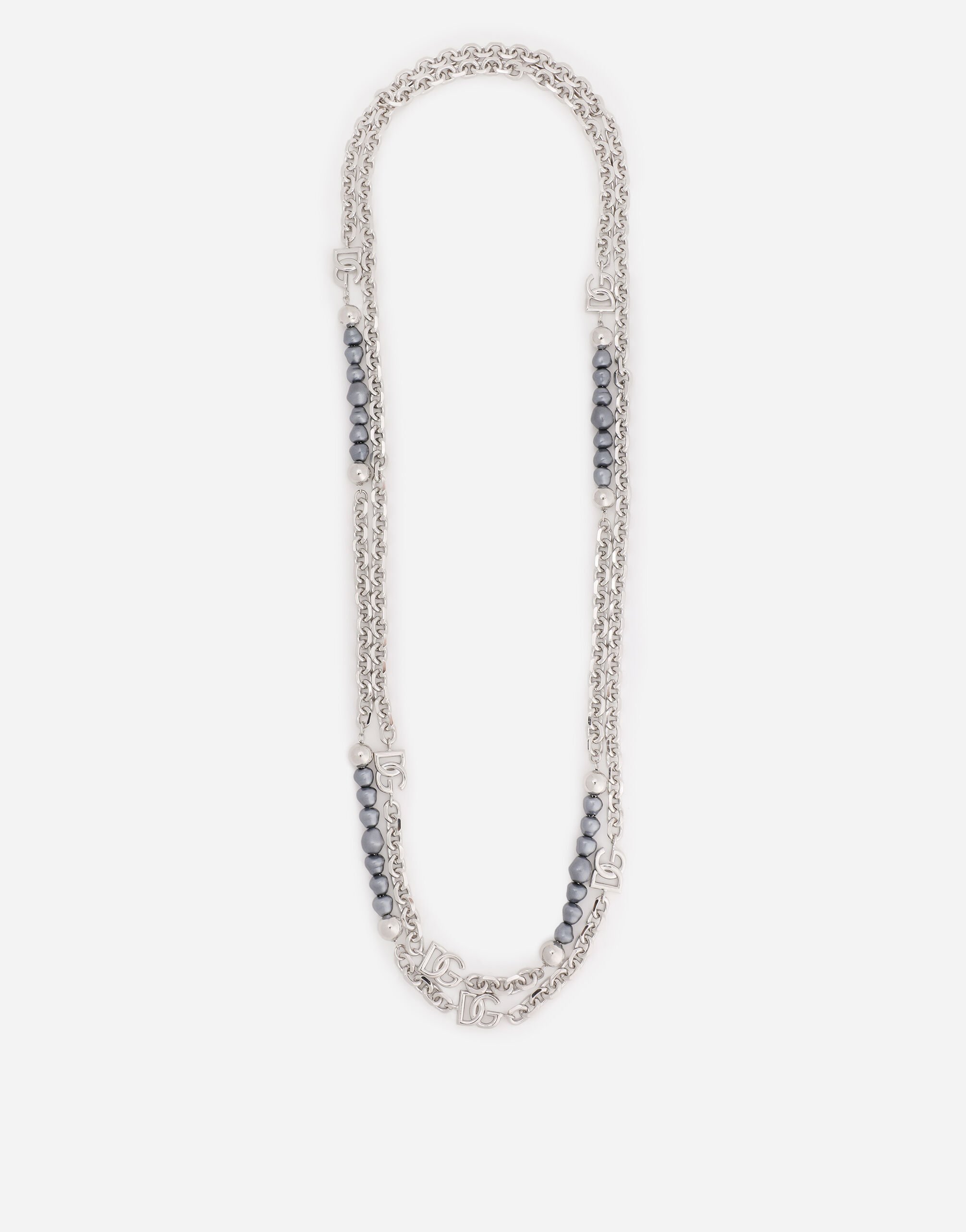 Dolce & Gabbana Multi-logo necklace with pearls Silver WBN5W1W1111