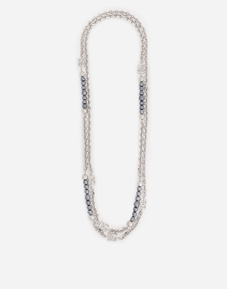 Dolce & Gabbana Multi-logo necklace with pearls Silver WNN7P7W1111