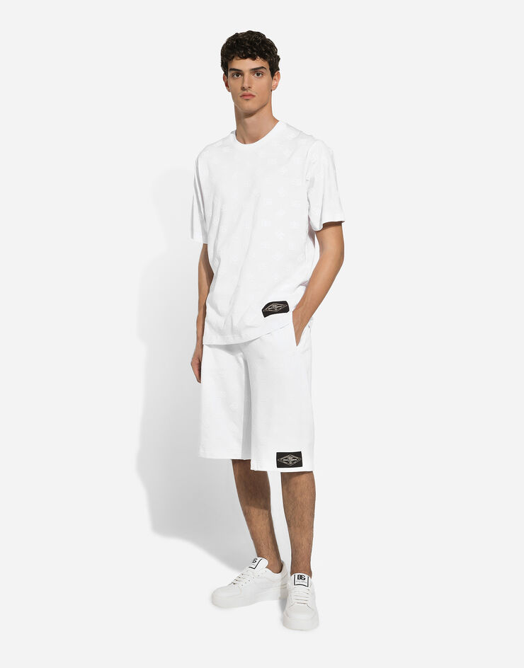 Dolce & Gabbana DGフロックプリント ジャージー ジョギングショートパンツ  ホワイト GP0C6TG7NWD