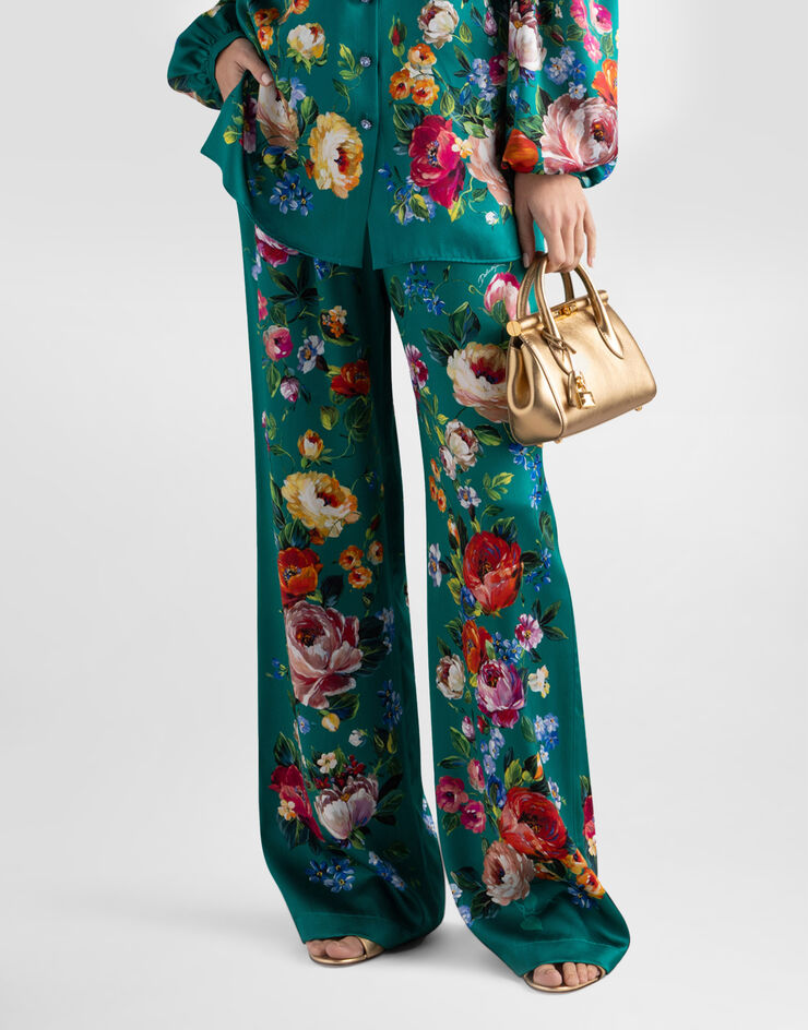 Dolce & Gabbana Rose-print satin vanity trousers Multicolor I3J77WHI12R