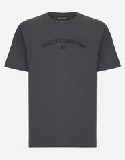 Dolce&Gabbana Cotton T-shirt with Dolce&Gabbana logo Blue GW3JATFUFJR
