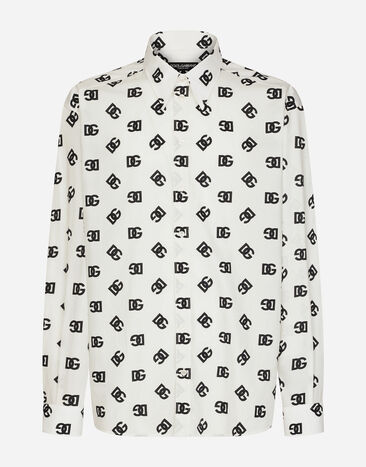 Dolce & Gabbana Oversize cotton shirt with DG Monogram print Print G5JH9TIS1O7
