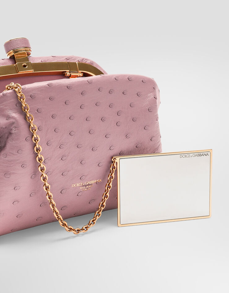 Dolce & Gabbana حقيبة يد Grandma Mini من جلد نعام وردي BB7993B8G31