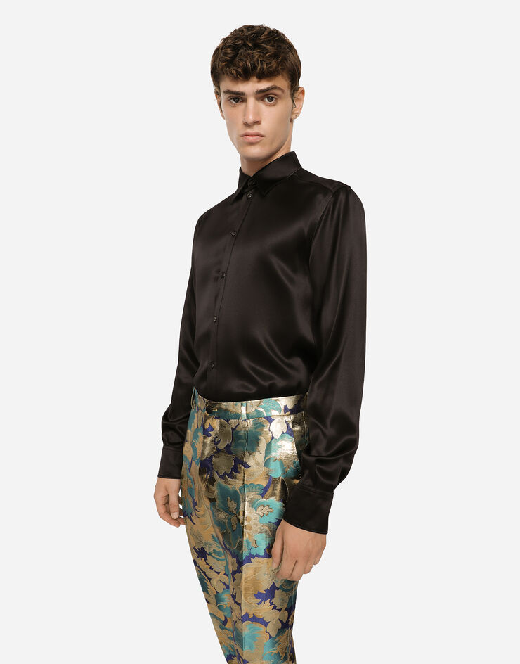 Dolce & Gabbana Silk satin Martini-fit shirt Schwarz G5JE6TFU1AU
