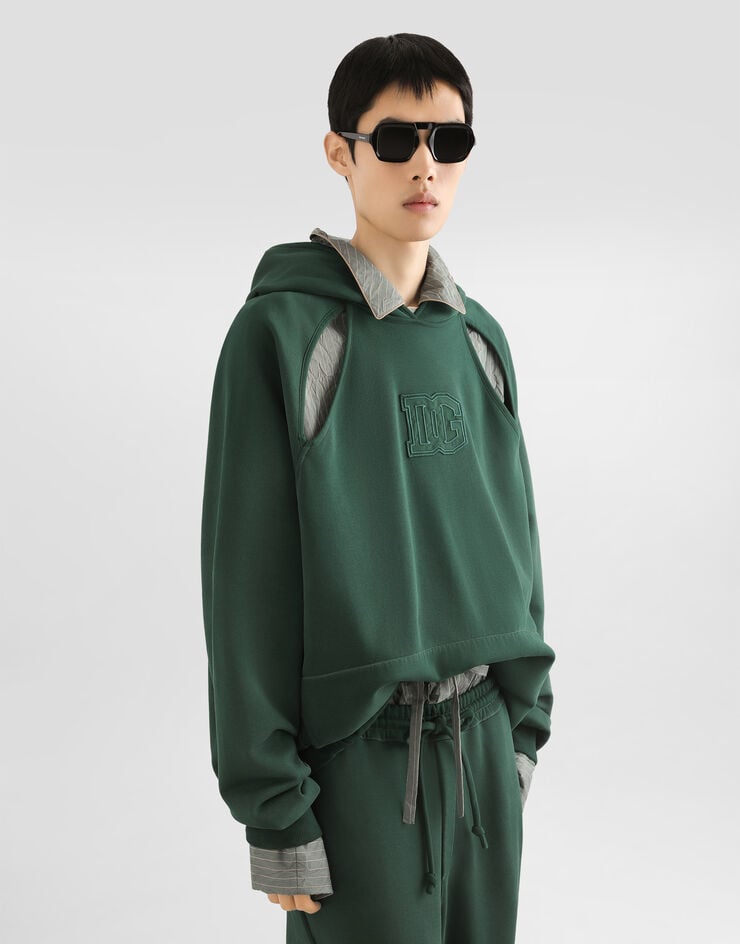 Dolce & Gabbana Treated cotton hoodie Green G9CDBZG7P0U
