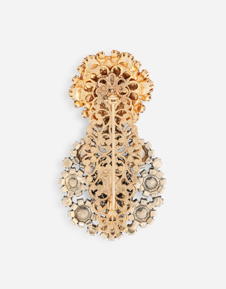 Dolce & Gabbana Metal brooch with multi-colored rhinestones Multicolor WPO1M4W1111