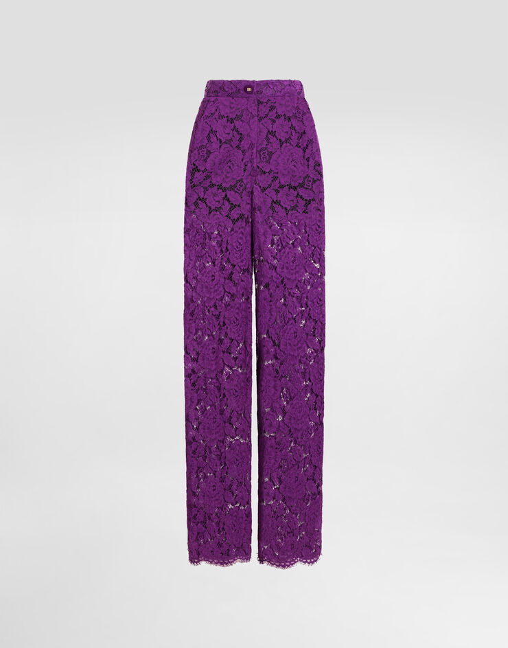 Dolce & Gabbana Pantalon en dentelle cordonnet Purple FTCPTTHLM7L