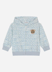 Dolce & Gabbana Jersey hoodie all-over logo print and patch Azul Claro L1JTEYG7L1B