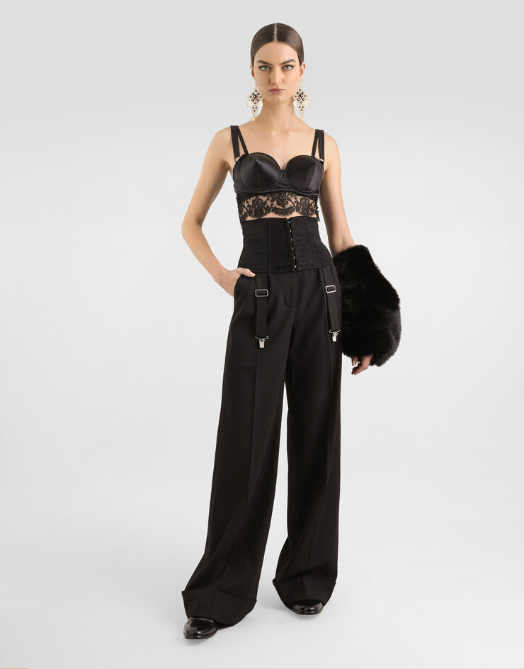Dolce & Gabbana 羊毛帆布喇叭裤 黑 FTBM0TFU21E