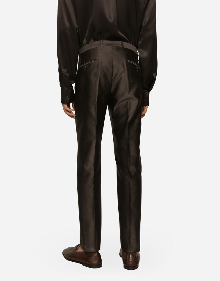 Dolce & Gabbana Zweireihiger Anzug Sicilia aus Shantung-Seide Grau GKLPMTFU1L5