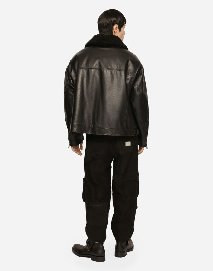 Dolce&Gabbana Bullskin jacket with shearling details Black G9APULHULTK
