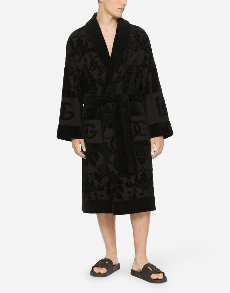 Dolce & Gabbana Bath Robe in Terry Cotton Jacquard Multicolor TCF009TCAGM