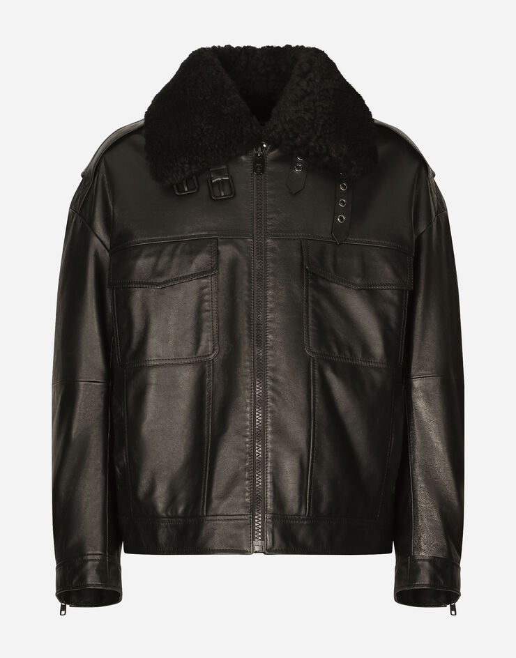 Dolce&Gabbana Bullskin jacket with shearling details Black G9APULHULTK