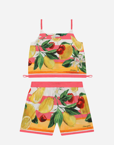 Dolce & Gabbana Poplin top and shorts set with lemon and cherry print Print L53DG7G7E9W