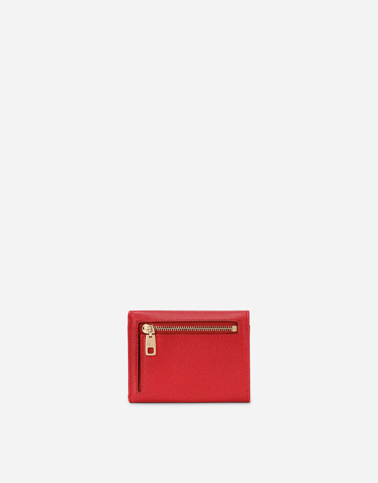 Dolce & Gabbana Portefeuille continental petit format en cuir de veau dauphine avec plaquette Rouge BI0770A1001