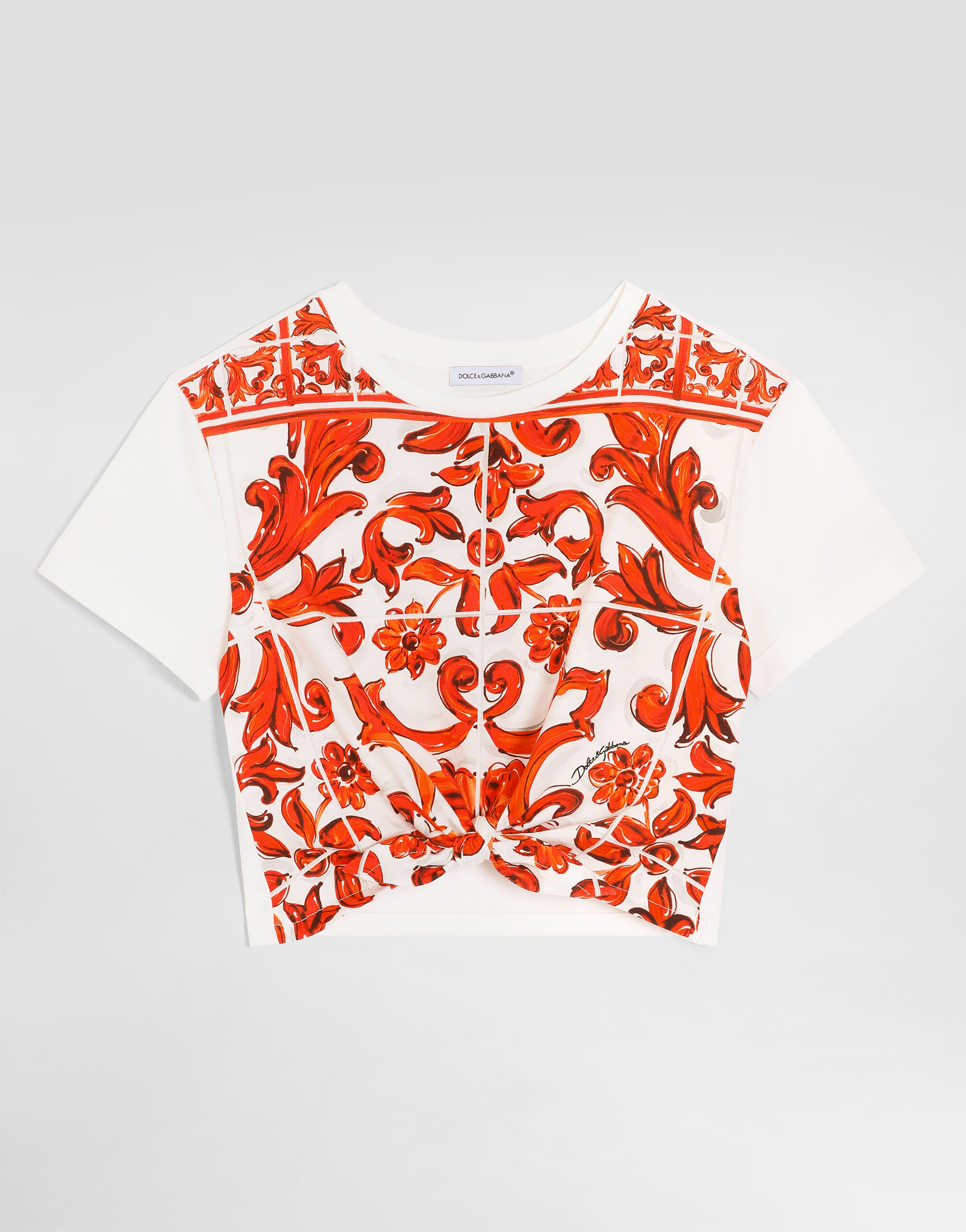 Multicolorのガールズ マヨリカプリント ジャージー Tシャツ