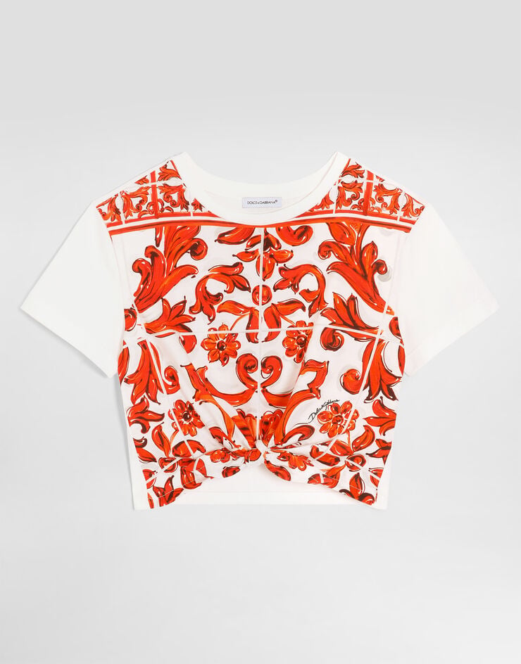 Dolce & Gabbana T-shirt en jersey à imprimé majolique Dolce & Gabbana T-shirt en jersey à imprimé majolique Multicolor L5JTPGG7P4M