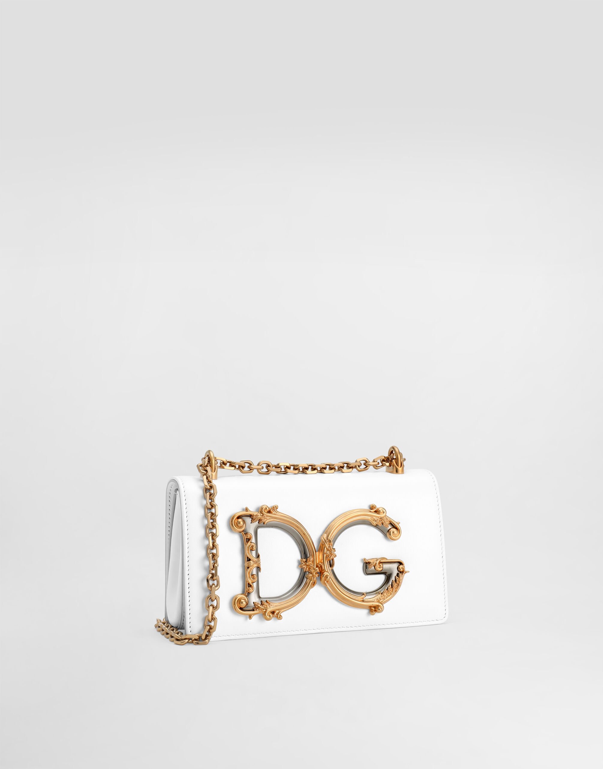 Dolce & Gabbana DGロゴ ドット PHONE BAG Calfskin DG Girls phone bag in White for Women