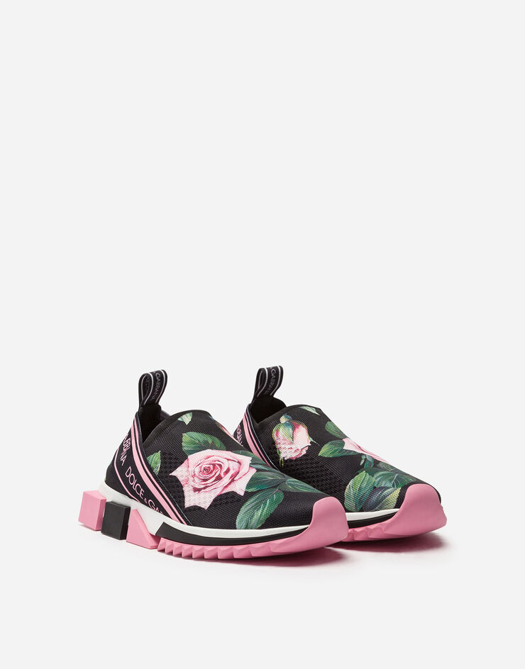 Dolce & Gabbana TROPICAL ROSE PRINT STRETCH MESH SORRENTO SNEAKERS STAMPA FLOREALE CK1595AX351