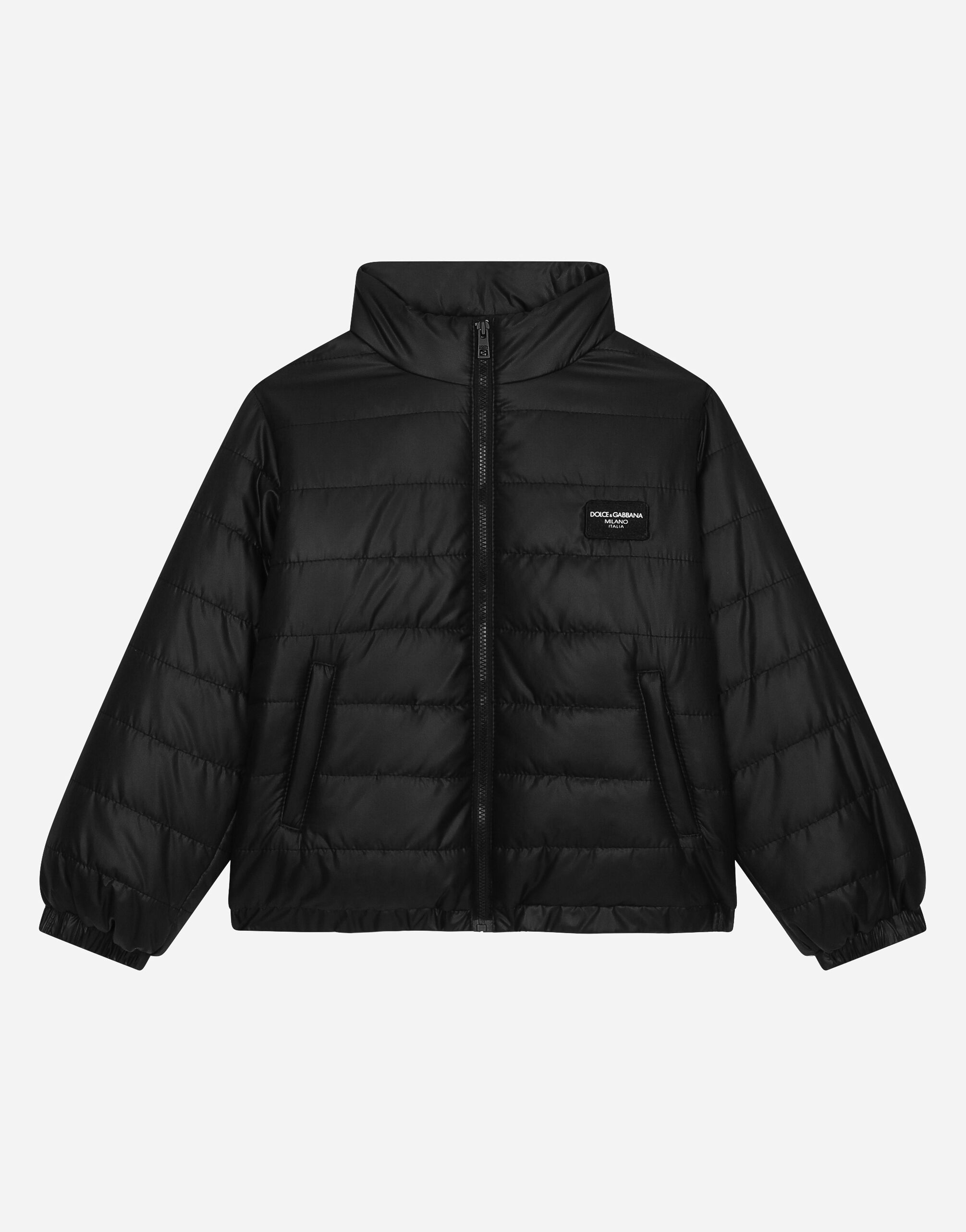 DolceGabbanaSpa Padded nylon jacket with logo tag Black L4JB6FG7KZ9