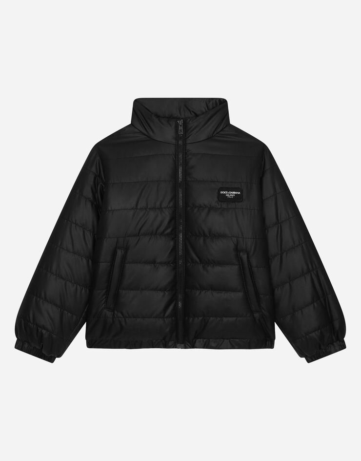 Dolce & Gabbana Padded nylon jacket with logo tag Negro L4JB6SG7M4M