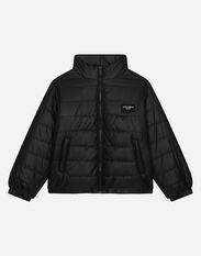 Dolce & Gabbana Padded nylon jacket with logo tag Black L4JTEYG7K8Z